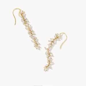 NWT! NEW IN BOX: Kendra Scott Earrings Rosalie Gold Linear Earrings in White CZ